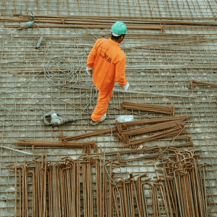 Construction worker walking